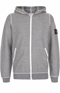 Хлопковая толстовка на молнии с капюшоном Stone Island