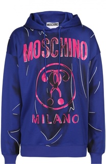 Хлопковая толстовка с принтом в технике тромплей Moschino