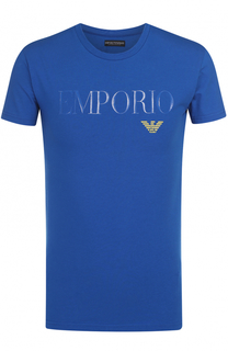 Хлопковая футболка с круглым вырезом Emporio Armani
