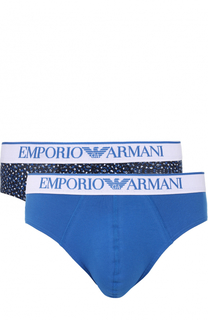 Комплект из двух хлопковых брифов с широкой резинкой Emporio Armani