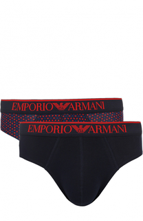 Комплект из двух хлопковых брифов с широкой резинкой Emporio Armani