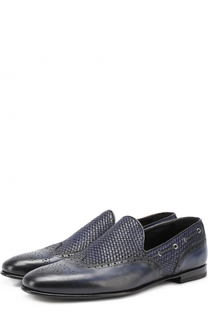 Кожаные лоферы с плетением и брогированием Barrett