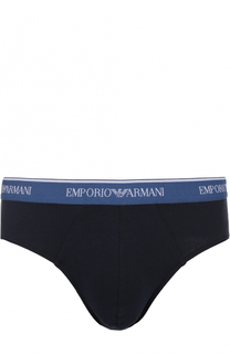 Комплект из двух хлопковых брифов с широкой резинкой Emporio Armani