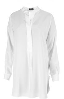 Удлиненная шелковая блуза с воротником-стойкой Joseph