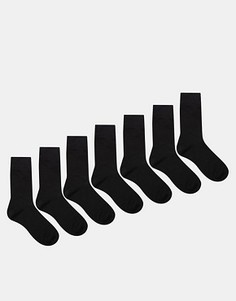 7 пар черных носков ASOS - СКИДКА - Черный