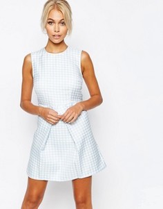 Fashion Union Textured A Line Shift Dress with Pleat Skirt - Мульти