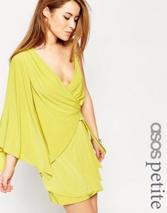 Асимметричное платье мини с запахом ASOS PETITE - Зеленый