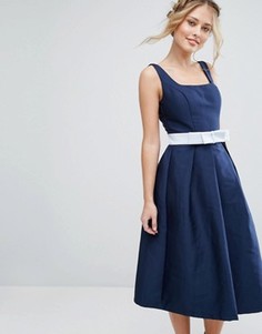 Платье миди для выпускного со складками Chi Chi London - Темно-синий