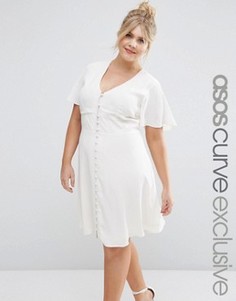 Чайное платье на пуговицах ASOS CURVE - Кремовый