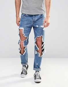Синие рваные джинсы слим ASOS - Синий
