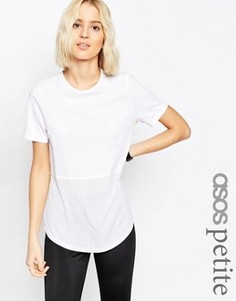 Футболка с контрастной вставкой в рубчик ASOS PETITE - Серый