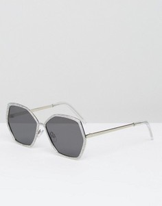 Серебристые блестящие солнцезащитные очки в стиле 70‑х ASOS - Мульти