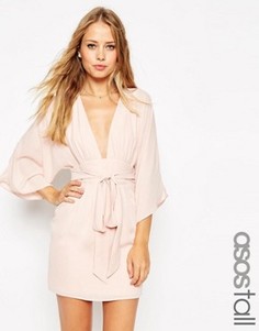 Платье мини в стиле 70‑х с поясом ASOS TALL - Розовый