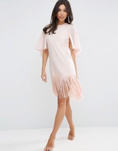 Платье-футболка мини с бахромой ASOS - Розовый