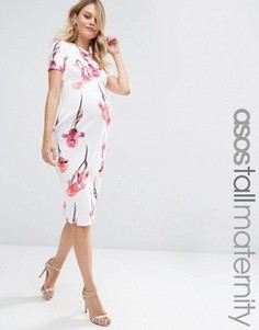 Платье-футляр для беременных с красным цветочным принтом ASOS Maternity TALL - Мульти