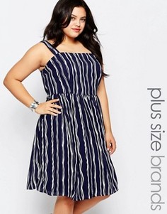 Короткое приталенное платье в полоску Lovedrobe Plus - Темно-синий