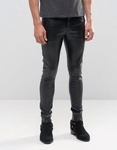 Ультразауженные черные джинсы скинни из искусственной кожи ASOS - Черный