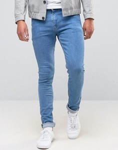 Синие выбеленные супероблегающие джинсы в стиле ретро ASOS - Синий