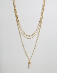Ярусное ожерелье с коралловым камнем Ashiana - Золотой