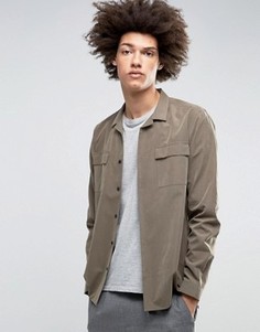 Рубашка хаки в стиле милитари с воротником с лацканами ASOS - Зеленый