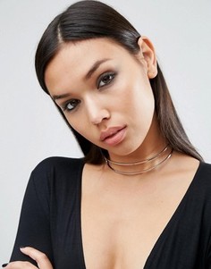 Широкое контурное ожерелье-чокер ASOS - Серебряный