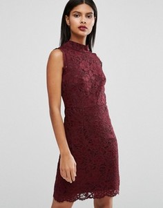 Кружевное платье мини с высоким воротом Ted Baker Latoya - Красный