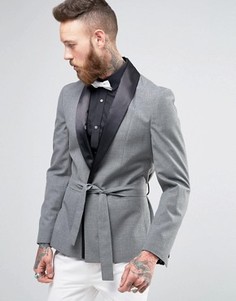 Серый облегающий пиджак ASOS - Черный