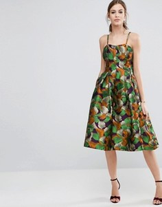 Жаккардовое платье миди для выпускного с эффектом металлик ASOS - Мульти