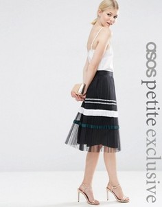 Плиссированная юбка миди с полоску металлик ASOS PETITE - Черный