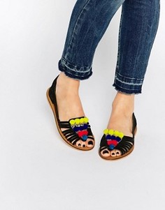 Кожаные туфли с отделкой помпонами ASOS JAFAR - Черный