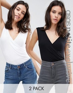 Набор из 2 боди без рукавов с запахом спереди ASOS PETITE, скидка 10 - Мульти