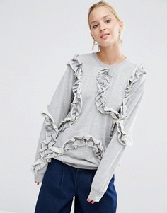 Свитшот с оборками ASOS - Серый
