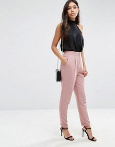 Брюки с завышенной талией и отворотами ASOS Tailored - Розовый
