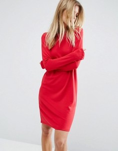 Цельнокройное платье из трикотажа понте с длинными рукавами ASOS - Красный