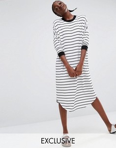 Платье миди в полоску в стиле oversize от Monki - Мульти