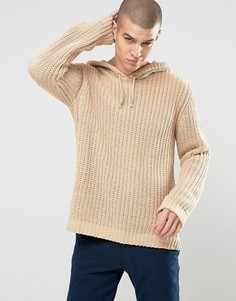 Вязаный худи из синели ASOS - Бежевый