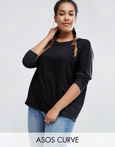 Лонгслив с контрастными меланжевыми вставками ASOS CURVE - Черный