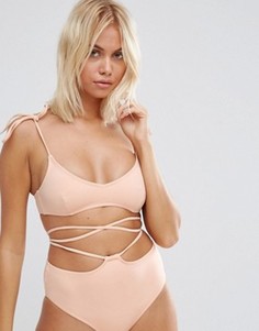 Укороченный бикини-топ с завязками на плечах ASOS - Розовый