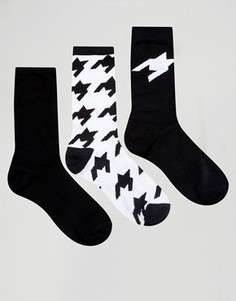 3 пары носков в ломаную клетку ASOS - Черный