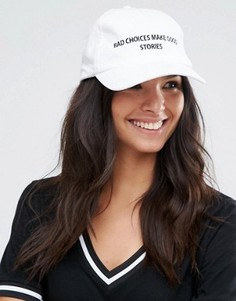 Бейсболка с текстовым принтом ASOS White - Белый