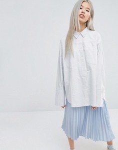 Рубашка-оversize в серую клетку с карманами STYLENANDA - Серый