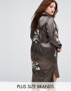 Атласное цельнокройное платье Boohoo Plus - Зеленый