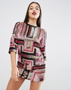 Платье мини с пайетками ASOS RED CARPET - Розовый