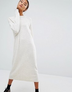 Трикотажное платье-джемпер миди Monki - Белый