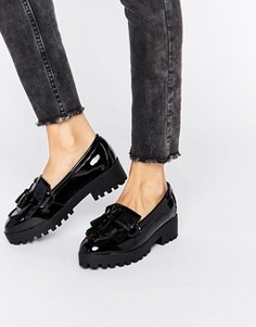 Лакированные лоферы с бахромой New Look - Черный