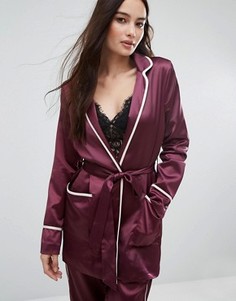 Атласное кимоно Boohoo - Фиолетовый