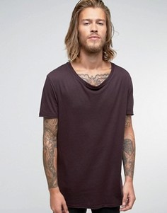 Фиолетовая супердлинная футболка с эластичной горловиной ASOS - Фиолетовый