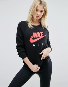 Черный свитшот с ярким контрастным логотипом Nike Air - Черный