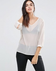 Топ с V-образным вырезом и рукавами 3/4 Vila - Розовый