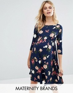 Приталенное платье с цветочным принтом Mamalicious - Мульти Mama.Licious